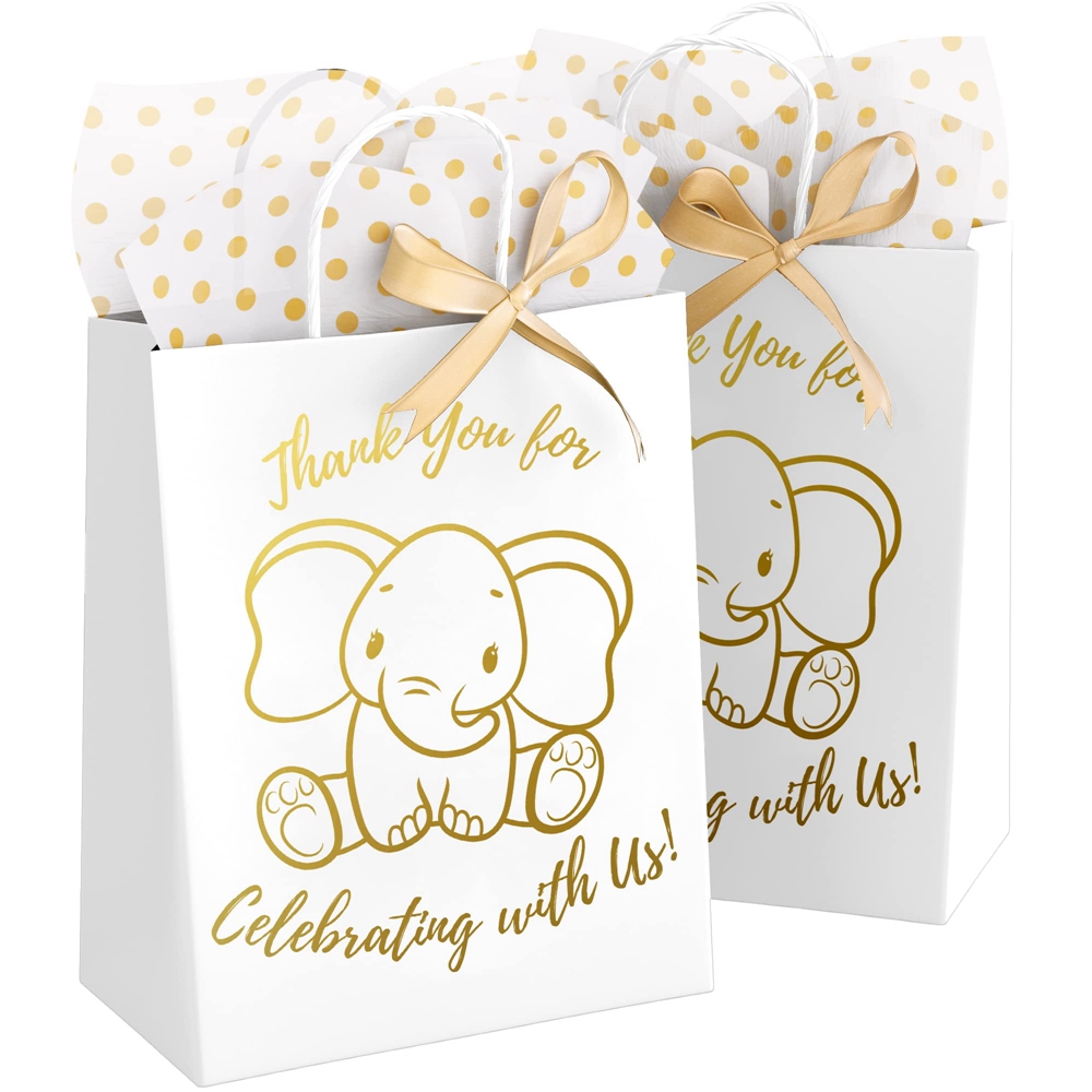 Cartoon Baby Girl Gift Paper Bag With CMYK 4 Color Offset Printing and Folding Style