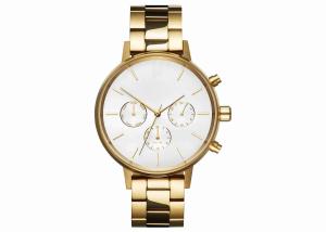 China Gold plating stainless steel chronograph watches singapore movement watch wholesale