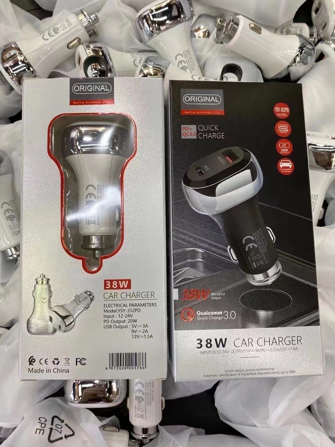 38W 20W PD Car Charger USB QC3.0 Fast Charger With Box