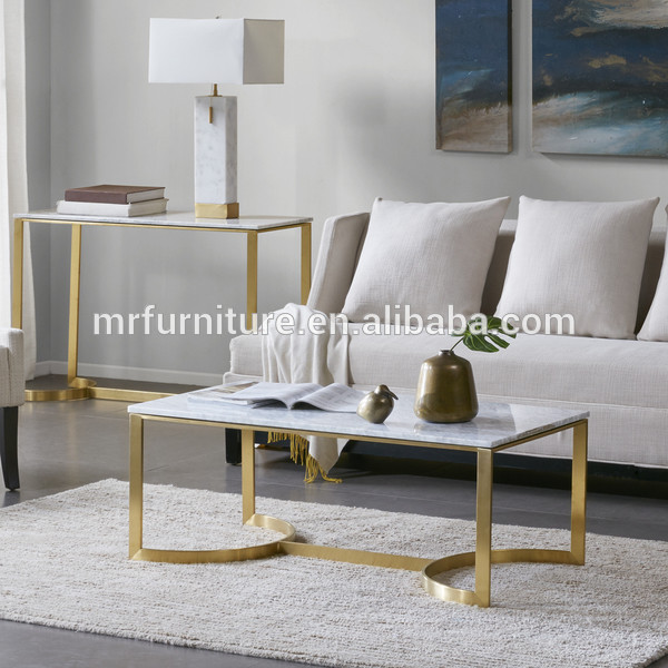 High quality hotel Madison Park Antonio Marble Table Stainless Steel Coffee Side