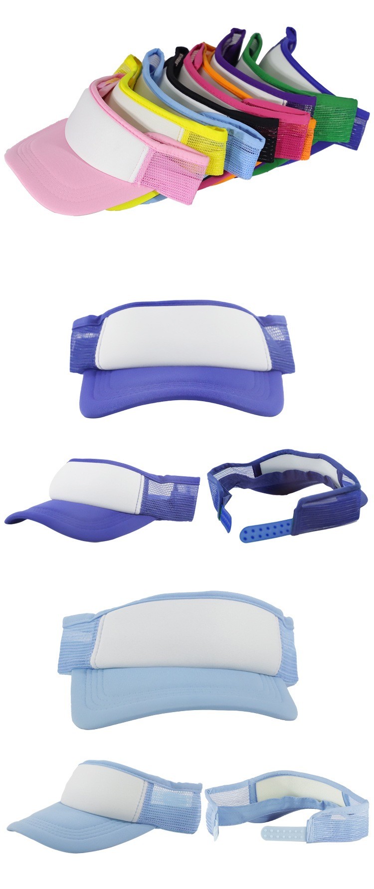 Stylish Sublimation Sun Visor Cap Mesh Cap For Heat Transfer All Colors Available