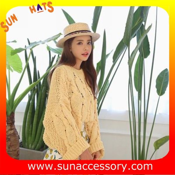 AK16823 ladis boater hats summer hats , promotion hats and cap for sale