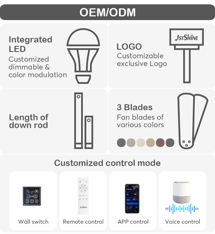110-240v/50-60Hz ABS Black Blades Ceiling Fan with Remote Control and Dimmable Lighting