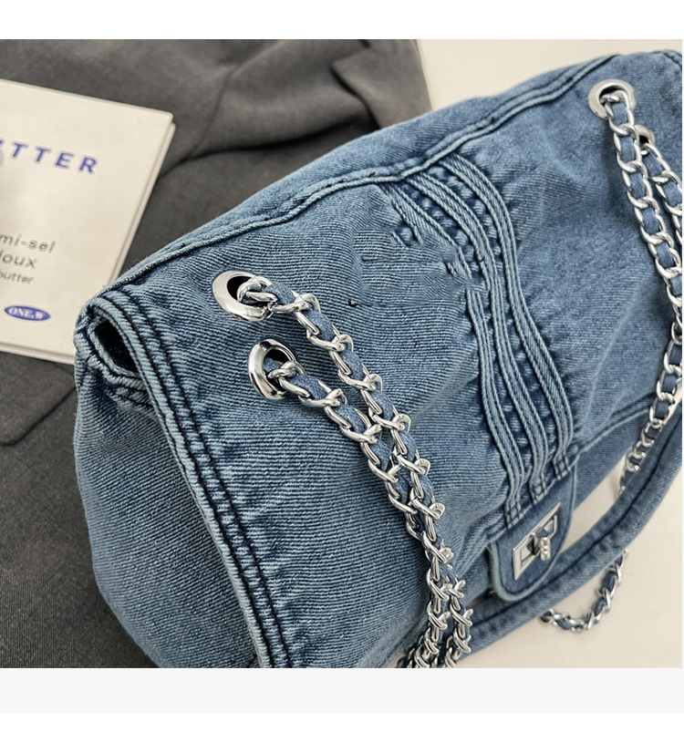 Cloth Denim Women's Tote Bags Big Capacity Vintage Style Ladies Fashion Shoulder Bags