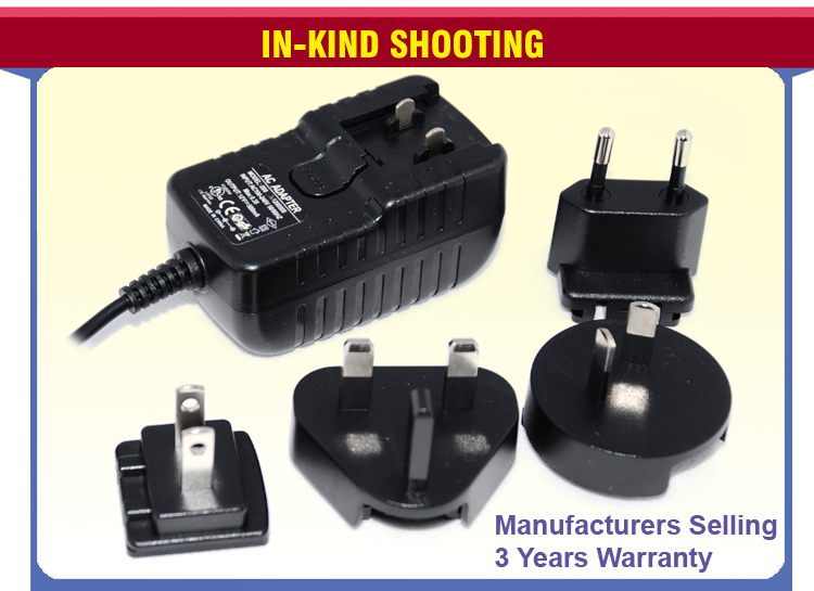 AC DC Interchangeable Plug Power Adapter 18w 12v With 3 Years Warranty