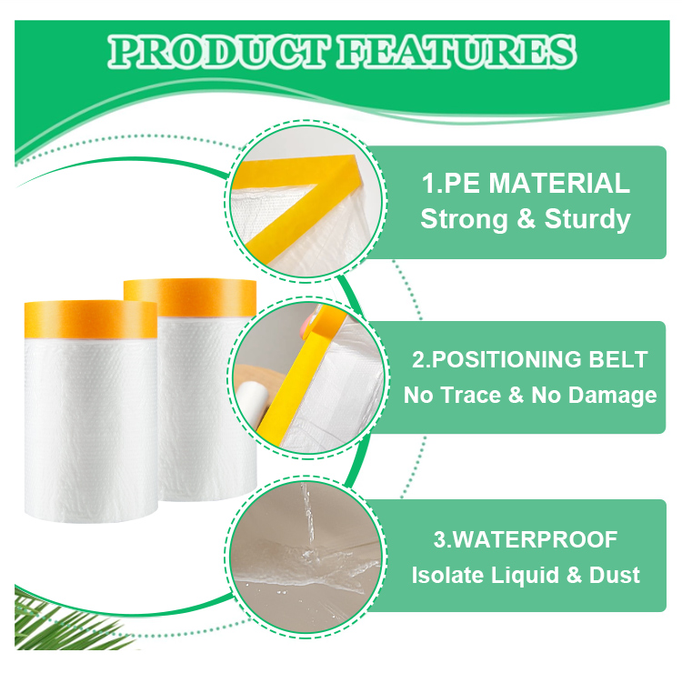 Single Sided Adhesive Dust Proof Masking Film For Automotive Car Waterproof HDPE Film
