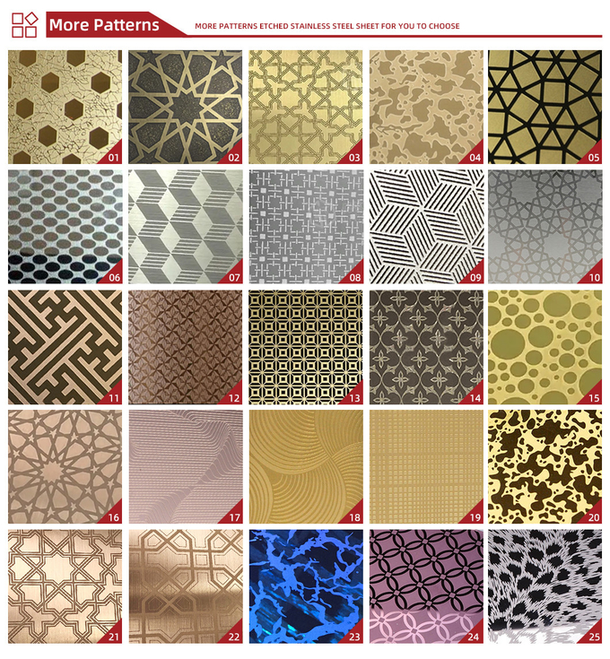 201 304 316 Etched Stainless Steel Sheet For Interior Decoration SS Steel Pattern Plate