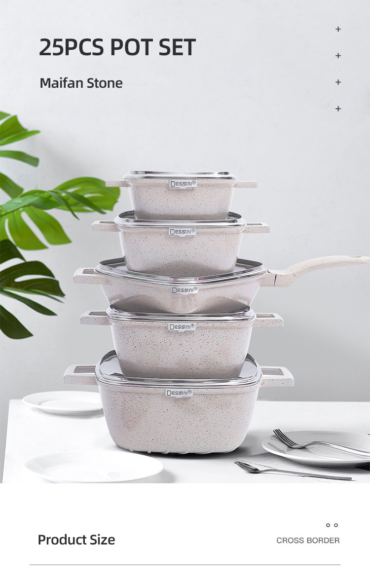 Amazon TOP Seller Induction Non-stick Cooking Pot Set Ollas 25pcs Aluminum Pot And Pans Set Cookware Set