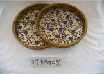 Retro Metal Printed Entryway Table Wooden Food Tray