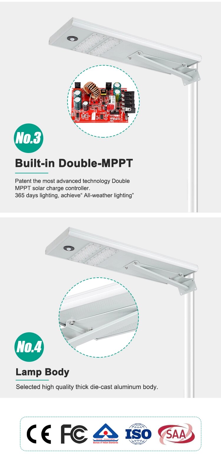 Polycrystalline 10V/40-60W Aluminum IP65 Integrated All In One Solar Street Light