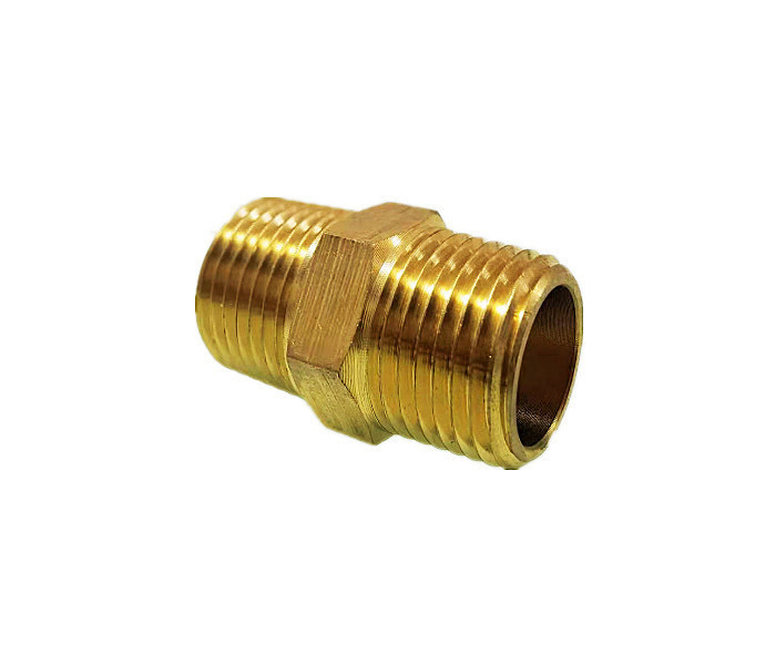 1/2" X 1/2" Brass Hex Nipple , 250F Npt Male Thread Brass Fittings Connector Pipe Adapter
