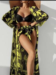 China Flattering Three Piece Swimming Suit Padded Cups Comfortable Fabric wholesale