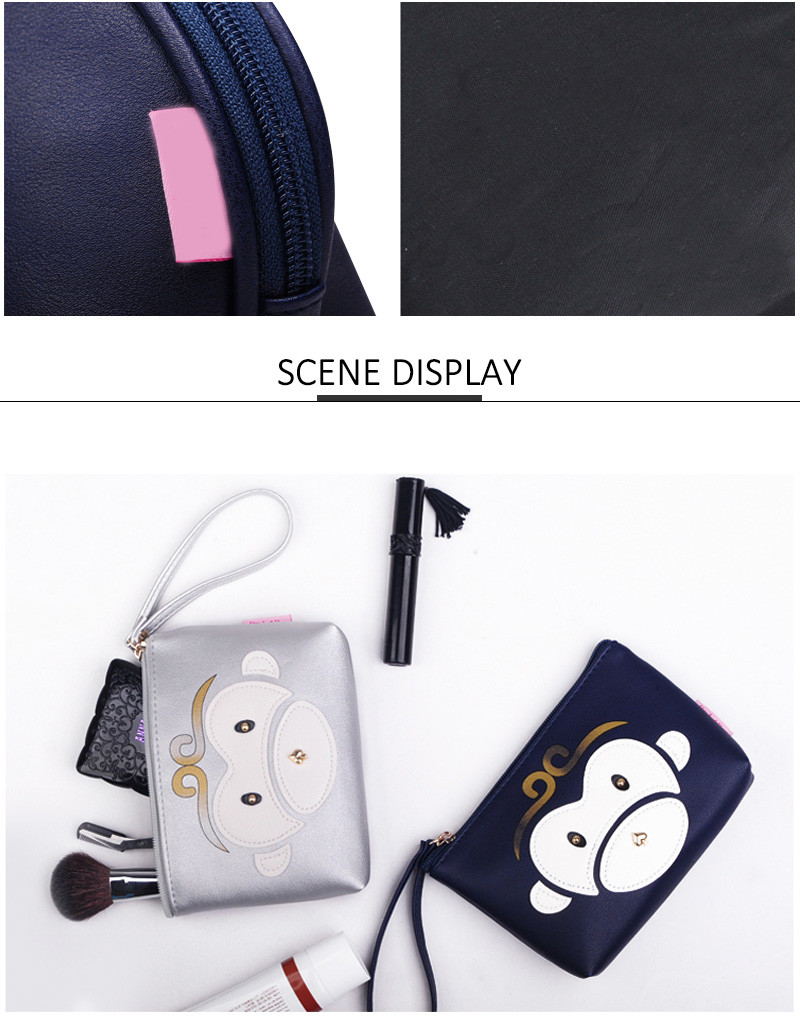Animal Travel Portable Small PU Leather Cosmetic Toiletry Bag
