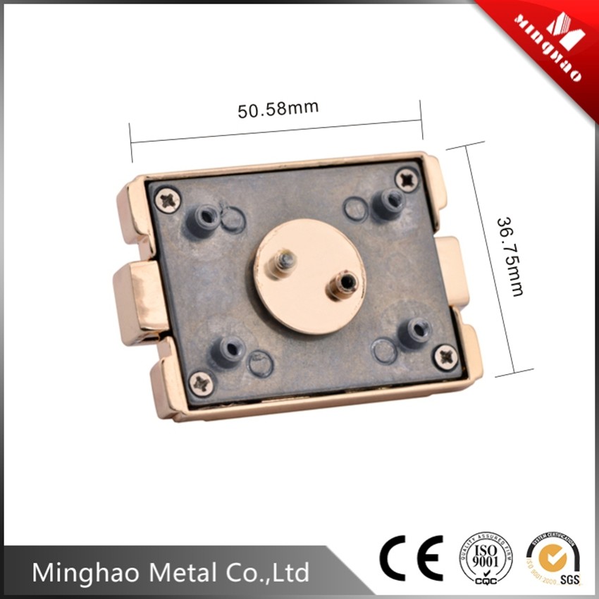 Classical style gold handbag square turn lock，50.58*36.75mm