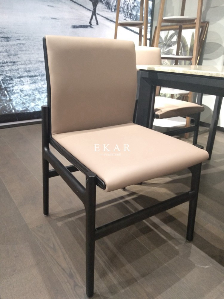 Italian Upholstered Solid Wood Frame Leather Modern Dining Chair