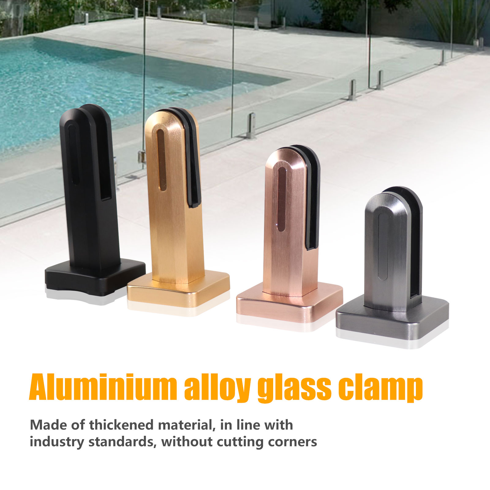 Hollow Golden Color Spigot Glass Balustrade Glass Clamps Balustrade for Swimming Pool