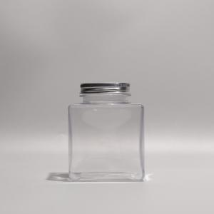 China Square Plastic PET Bottle Juice Bottles Disposable Boba Tea Bottle With Reusable Aluminum Lid wholesale