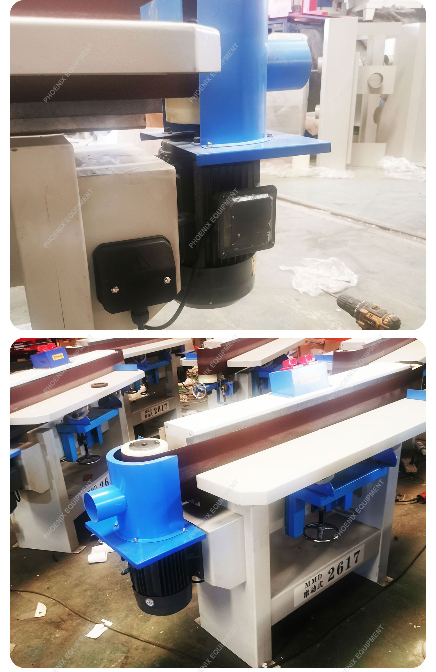Double Table Belt Sander Machine MMD2617 for Woodworking Easy to Operate 350 KG Weight