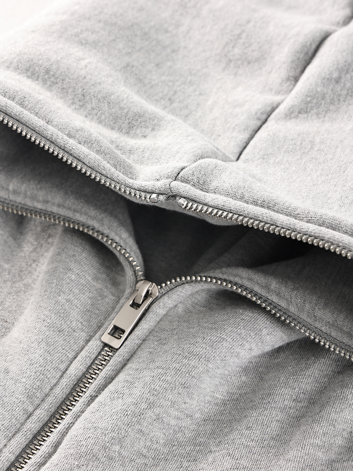Zip Up Heavyweight Cotton Hoodie Cropped Winter Polyester Solid Male Black