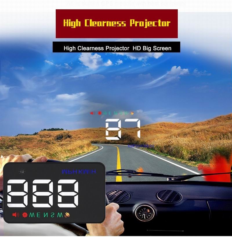 Ouchuangbo HUD 3.5 inch Car Head Up Display Windshield Projector Speedometer Overspeed - GPS Satellite 2 Dispaly Mode