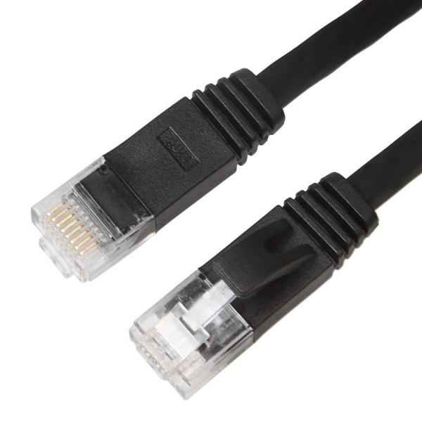 Quality Weatherproof Stable Flat Internet Network Cable , Computer Black Cat 6 Patch Cable for sale