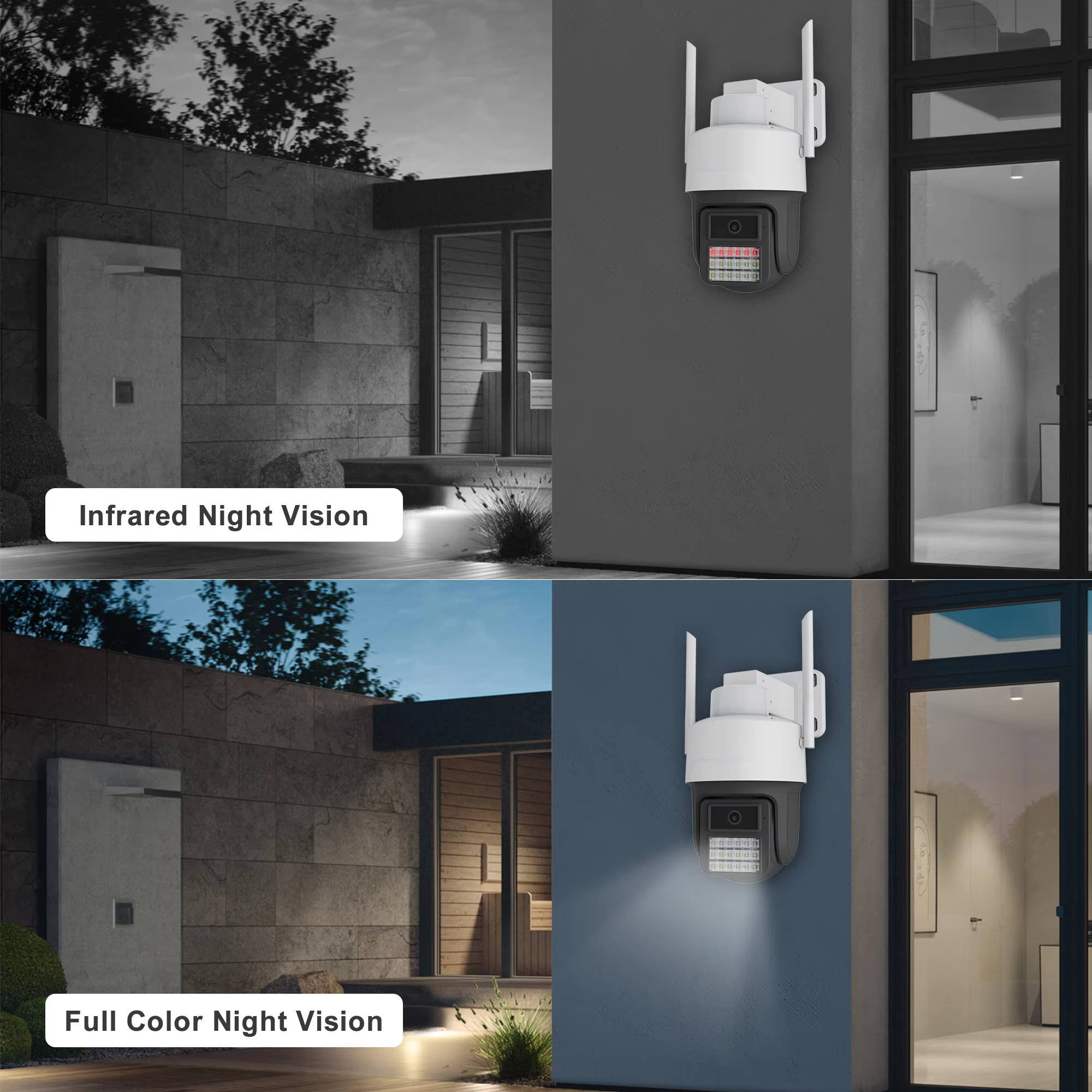 Waterproof Security CCTV With Warning Light Camara de Seguridad Wifi Audio Motion Tracking Dome Network Camera