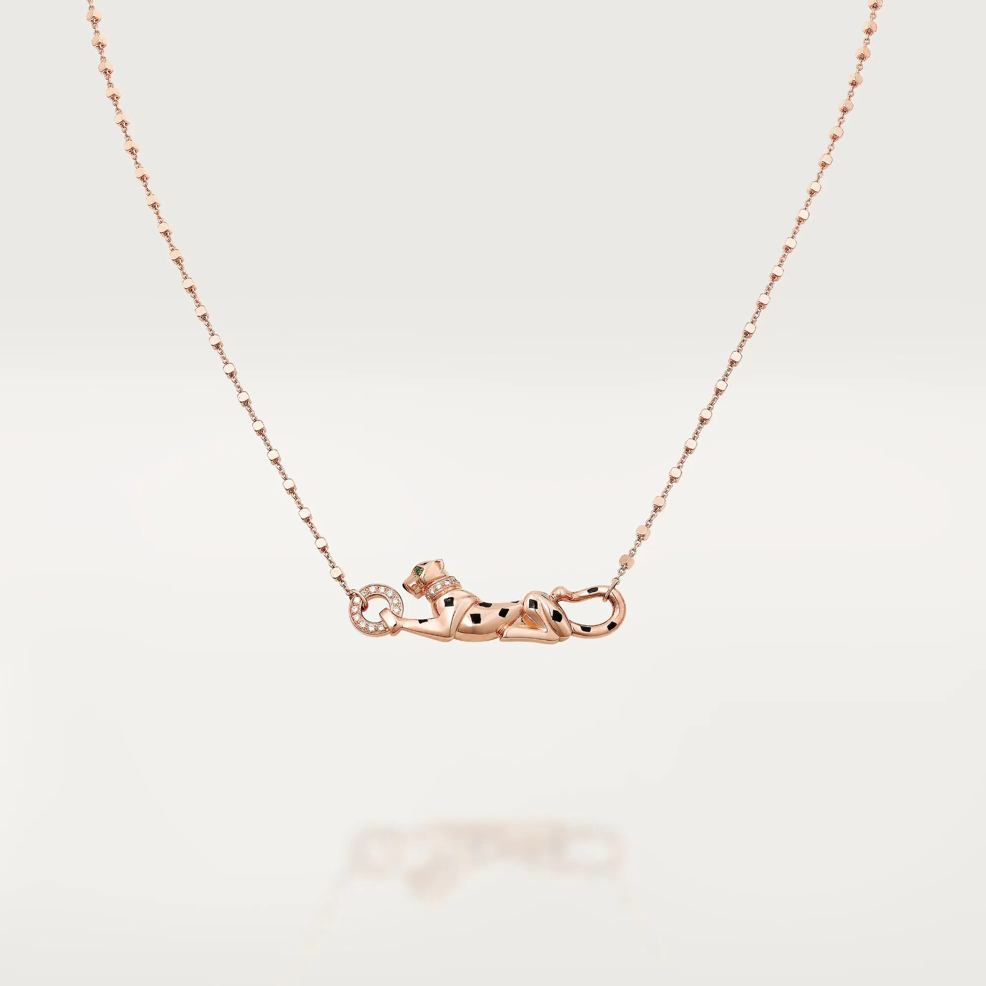 Car Tie 18k Gold PanthèRe De Car Tier Necklace Rose Gold Tsavorite Garnets VVS Diamonds