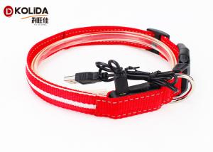 China Red / Blue / Green Eco - Friendly Nylon Flashing Pet Collar For Doggie wholesale