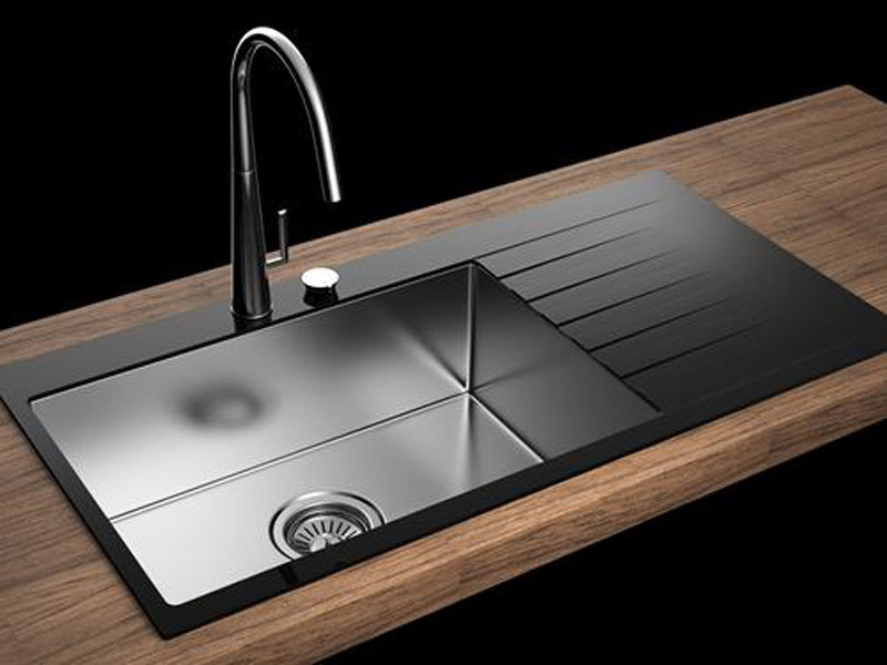 40' Sliver Tempered Glass Kitchen Sink 16 Double Bowl 100x48