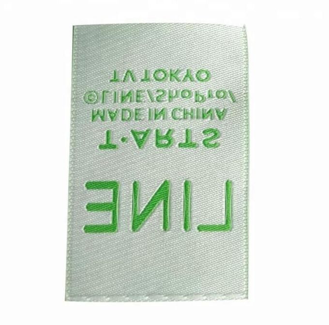 PMS Color Folded Woven Labels Recycled For Garment , Woven Dress Labels