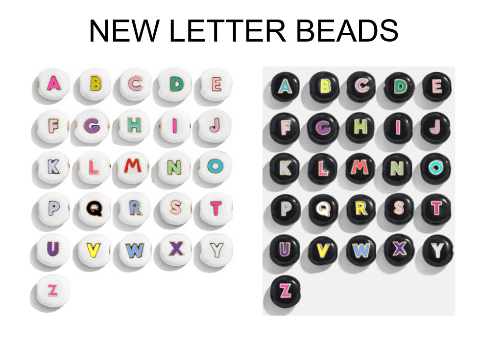 KC Gold Hematite Alphabet Letter Bracelet Black Rainbow Alloy Material