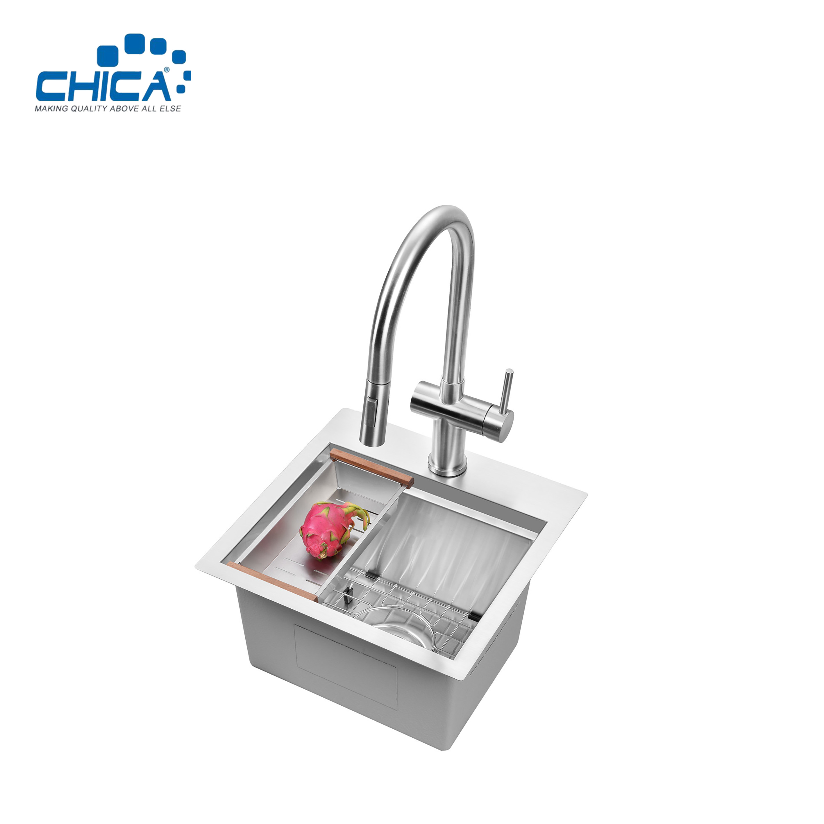 SUS304 stainless steel single bowl sink commercial topmount handmade house kitchen sink
