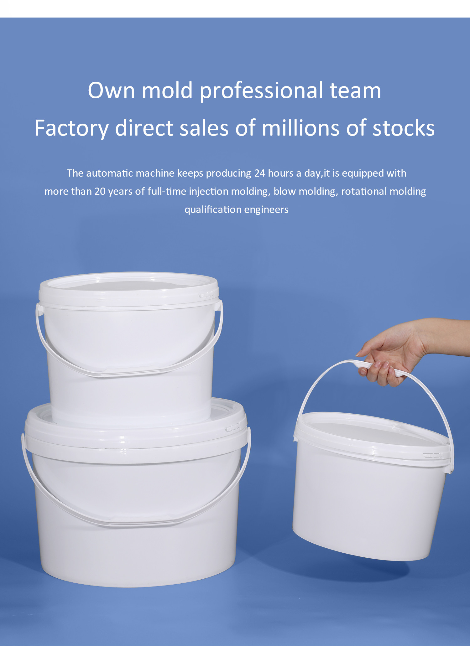 White Oval Paint Bucket with Handle and Lid For Print