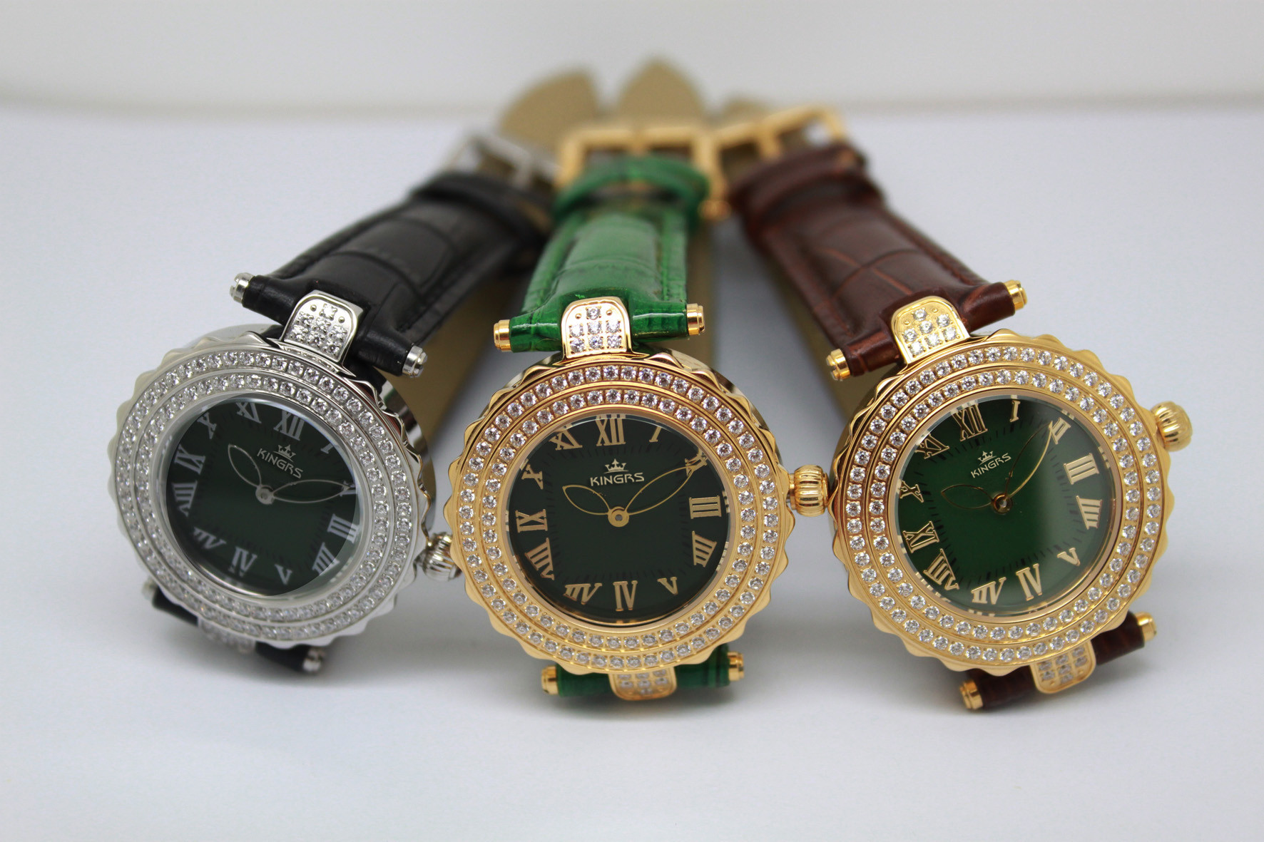 OEM Steel Women Jewelry Watch Diamond Decoration Leather Band Wrist Watch