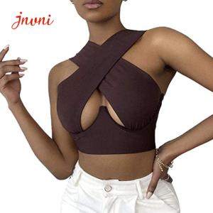 China Halter Neck Wrap Crop Top 200gsm Solid Cami Tank Tops RGS wholesale