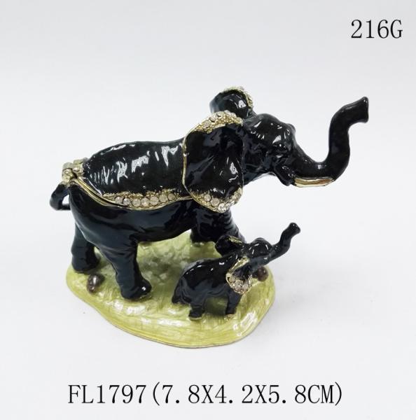 Decorative Metal Alloy Elephant Jewelry Trinket Box elephant shaped jewelry box