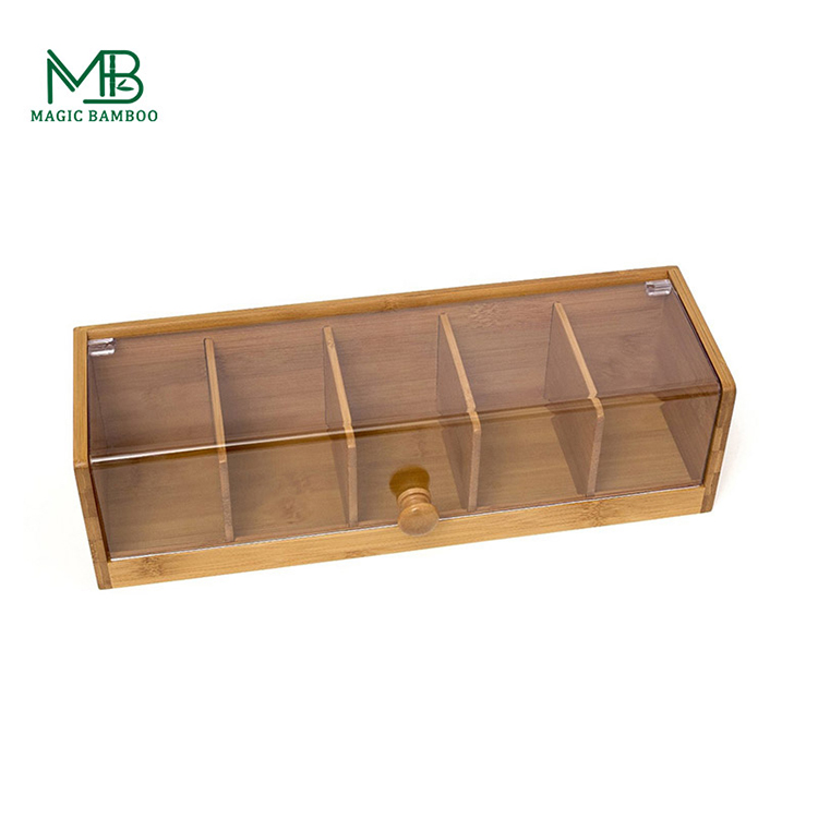 Efficiently Organize Your Tea Bags with a Natural Bamboo Tea Box and 5 Compartments