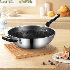 China Hot Selling Kitchen 304 Stainless Steel Fry Pan Induction Bottom Honeycomb Non Stick Cooking Pan with Bakelite Handle wholesale