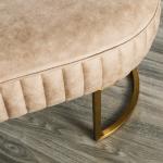 Gold 150cm Fancy Leather Couch 50cm Ottoman Sofa Bed