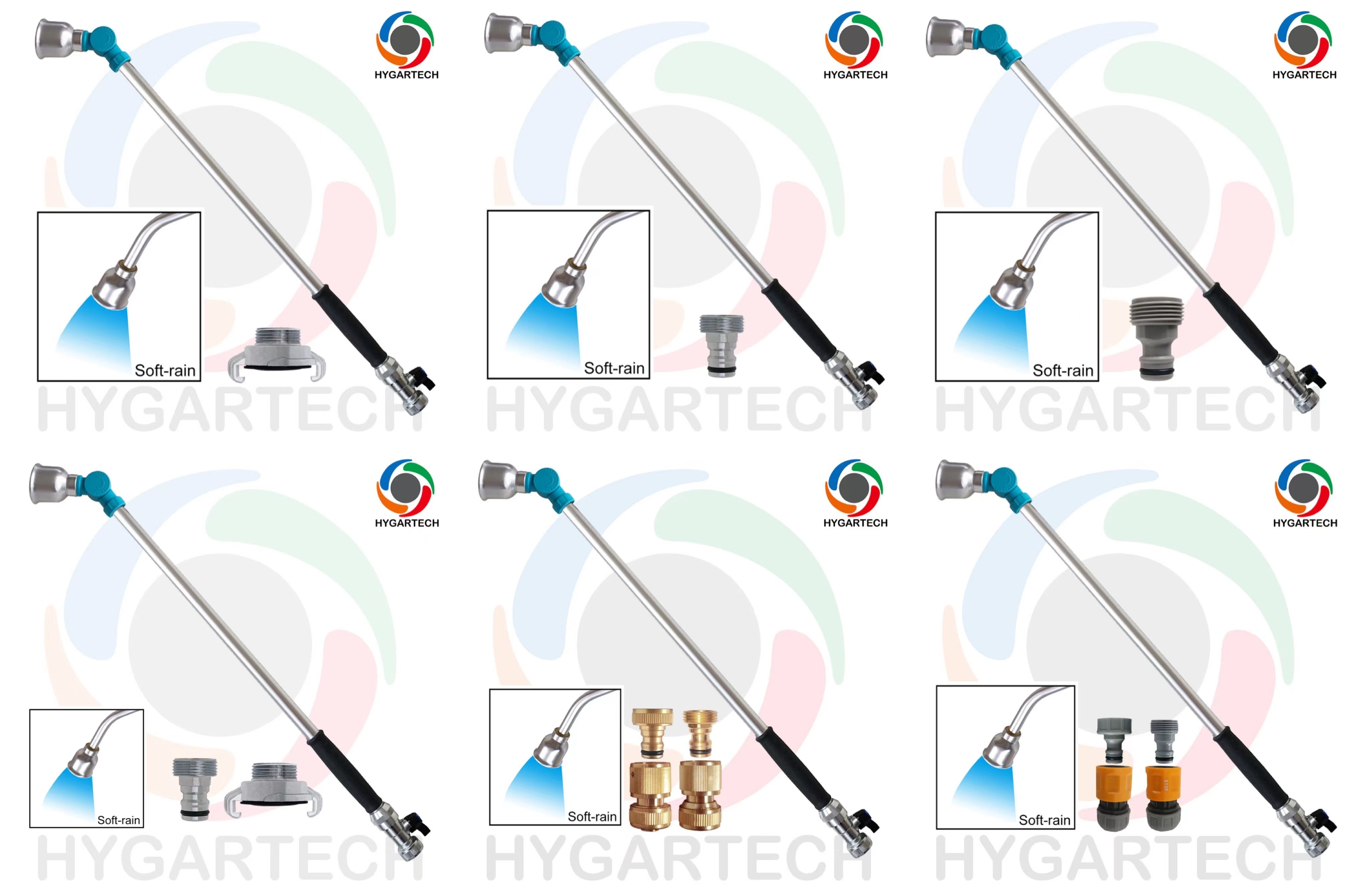 Metal Soft Rain Spray Water Hose Wand W/ Adjustable Angle & Ball Valve