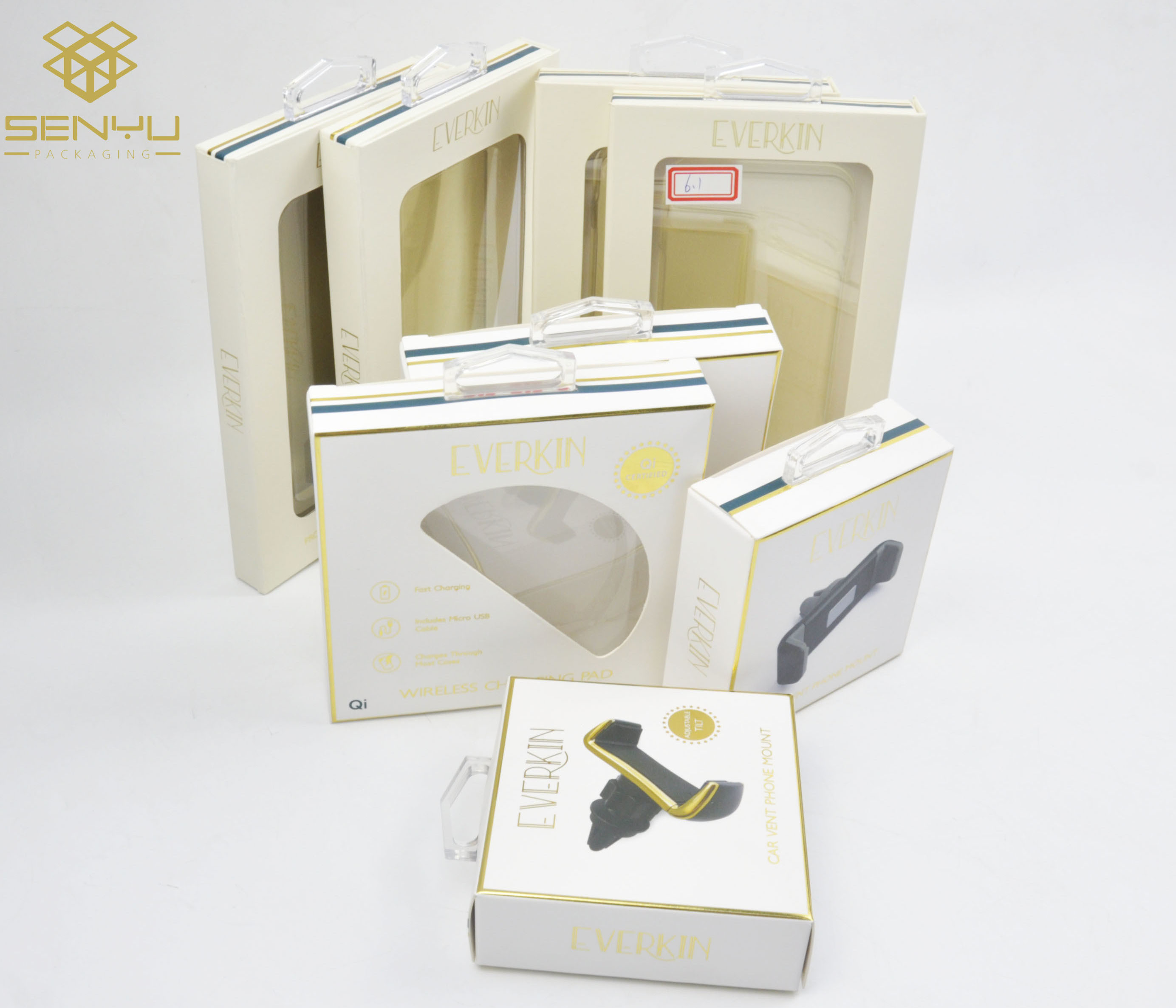 Art Paper Mobile Accessories Packaging Phone Mount / Phone Holder Packaging Box with Blister Insert