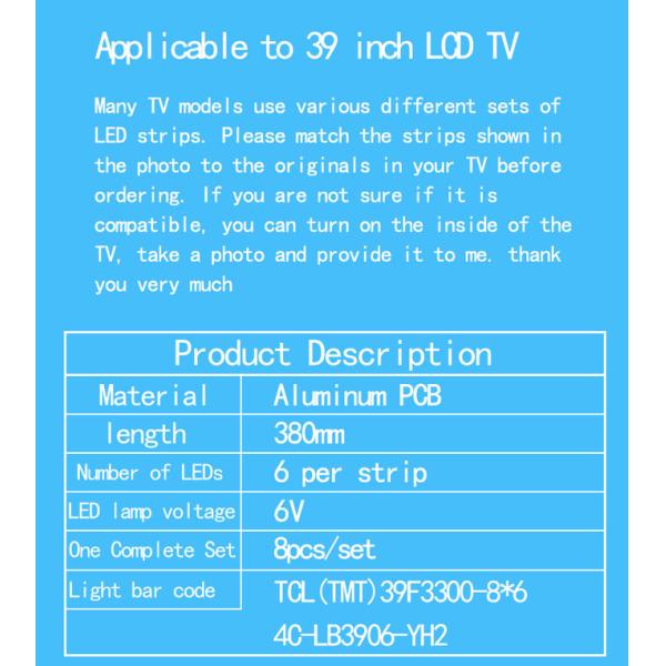 For TCL(TMT)39F3300-8*6 4C-LB3906-YH2 light strip