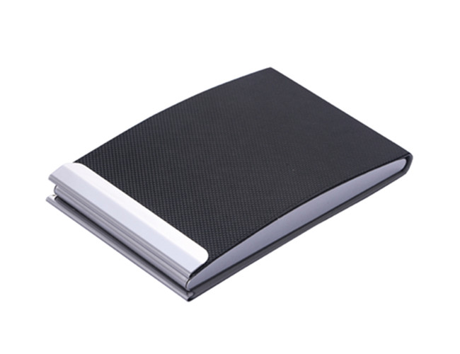 Leather Magnetic Name Card Holder Metal Custom Logo PU Card Case