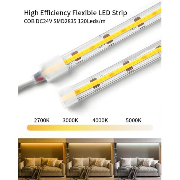 Outdoor Flexible COB Neon Light DC12V DC24V SMD 2835 10mm RGB LED Strip 120leds/M