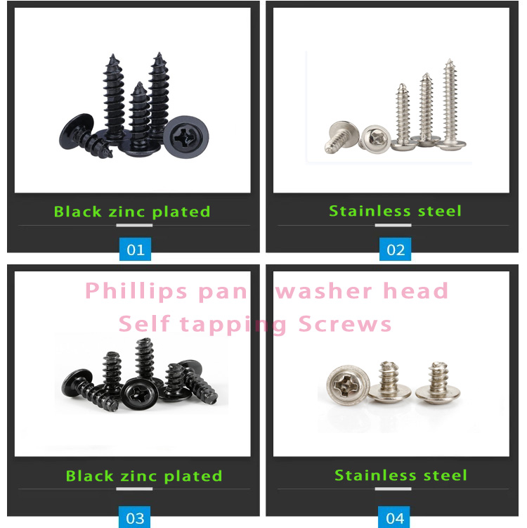 Cross Pan Head Self-Tapping Screws ISO Standard Blue Black Zinc Plated for Benefit