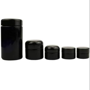 China Leakproof Glass Black Cosmetic Jars 8.8oz 35oz wholesale