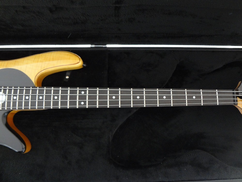 4 string bass guitar Fodera custom bass guitar Alder with flamed maple top Taiji design body MOP inlay logo