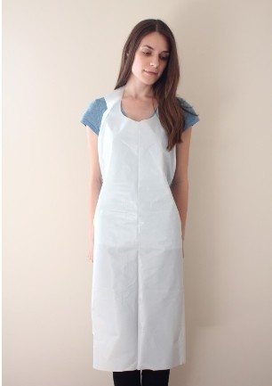White Disposable Polyethylene Apron Fluid Resistant For Hospital Clinical