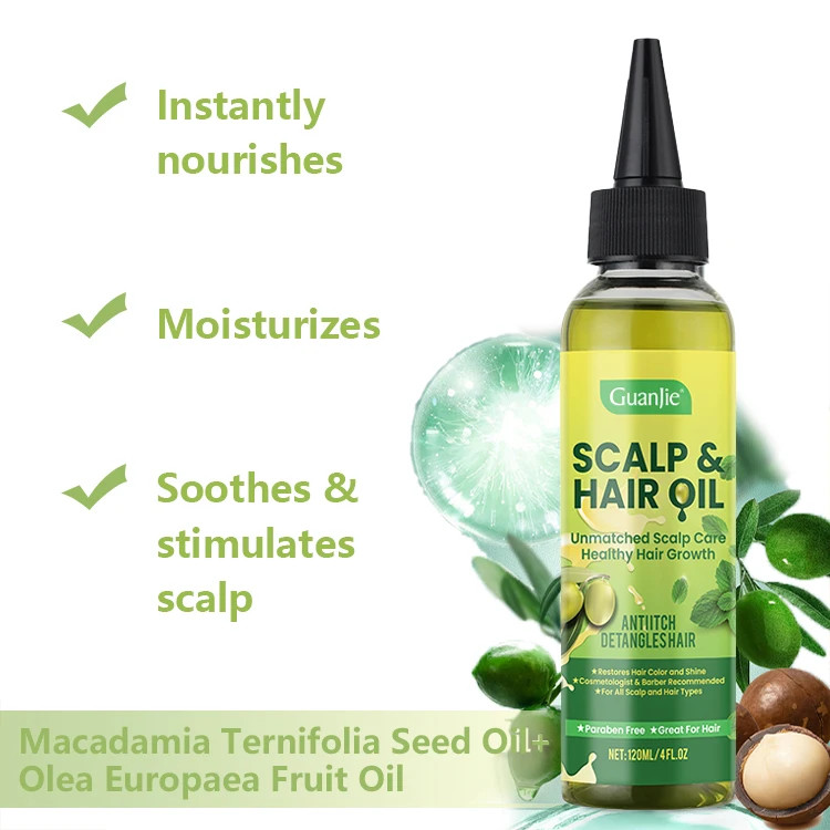 Private Label Anti-Itching Olive Hair Scalp Oil Nourishing Saver Relieve Scalp Tension Refreshing Mint Scalp Oil