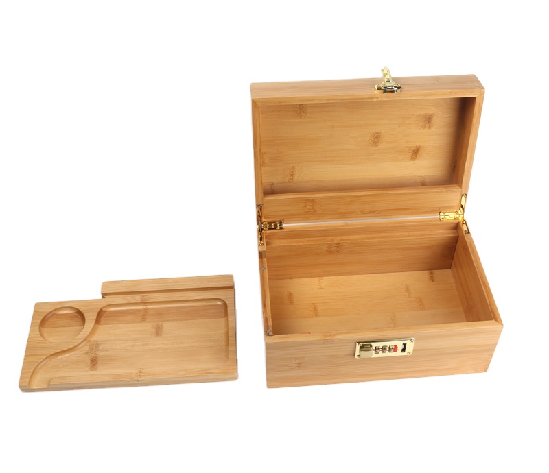 Premium Durable Portable Two-layer Bamboo Wooden Storage Box With Lock For Packaging Gift Boxes